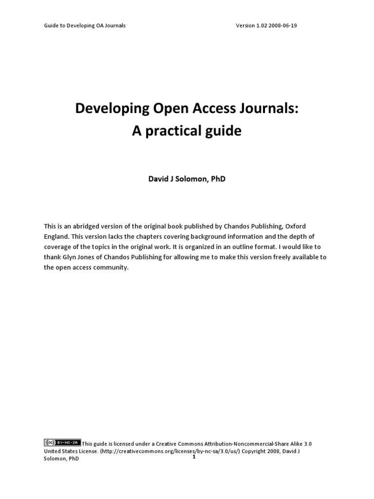 Guide To Developing Oa Journals | PDF