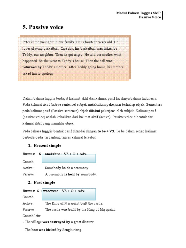 Contoh Soal Bahasa Inggris Tentang Passive Voice - Contoh Soal Terbaru