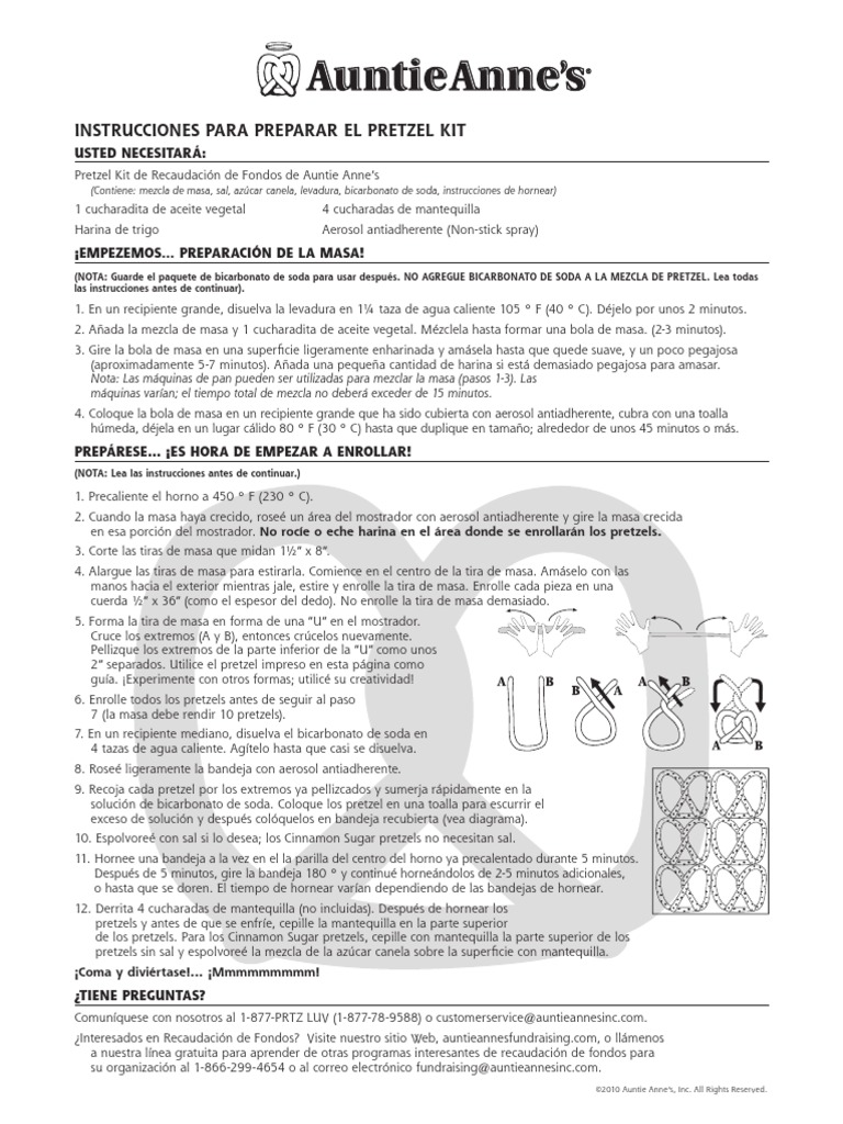 Pretzel Kit Instructions Spanish PDF Panes Alimentos