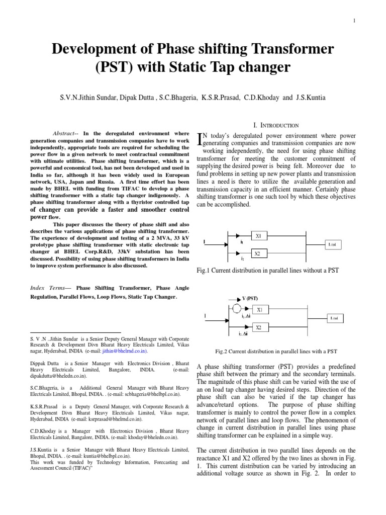 Phase Shifting Transformer PDF Transformer Ac Power