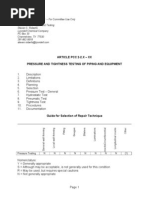 Article PCC 2-2.X - XX Pressure and Tightness Testing of Piping and Equipment