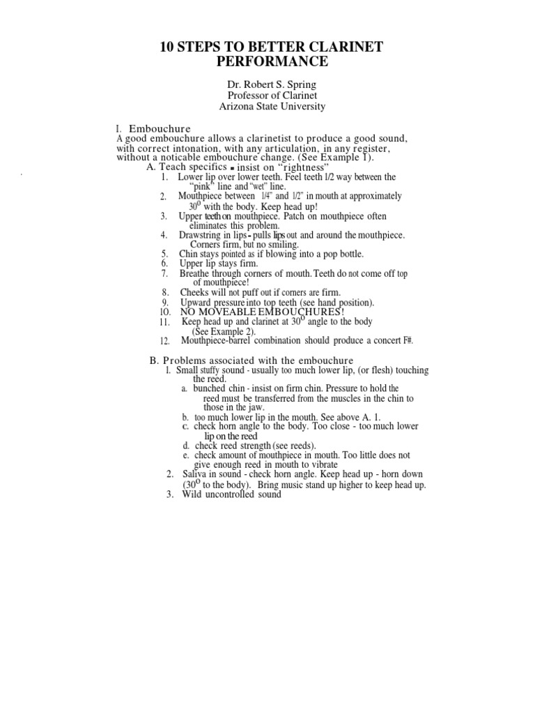 Essential Tips for Clarinet Performance | PDF | Clarinet | Musical ...