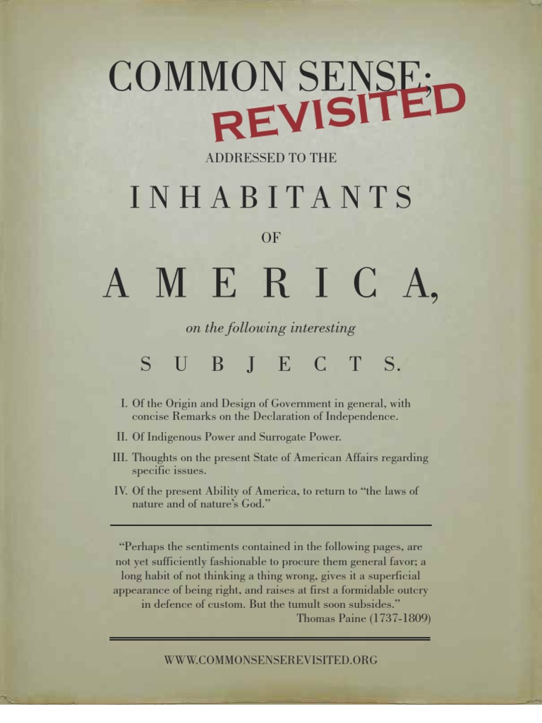 Common Sense Revisited | PDF | Thomas Paine | Self