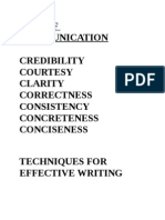 7 C'S of Communication Credibility Courtesy Clarity Correctness Consistency Concreteness Conciseness Techniques For Effective Writing