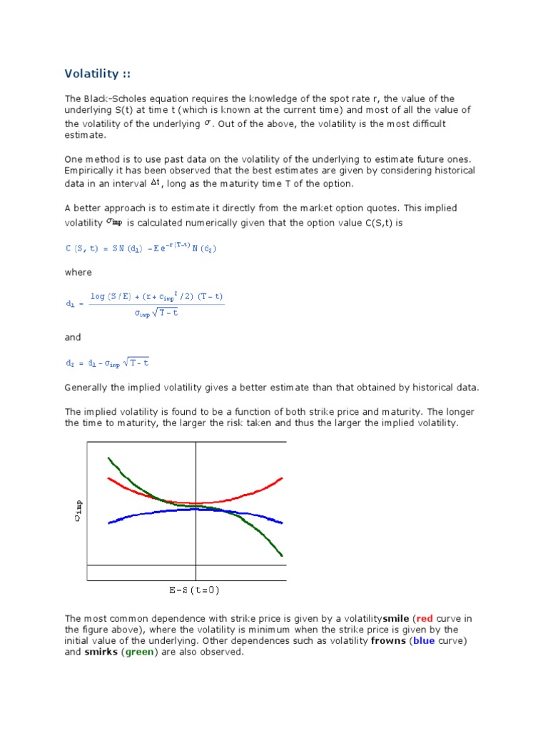 Volatility | PDF | Greeks (Finance) | Black–Scholes Model