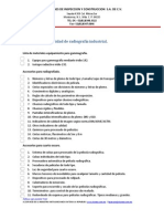 Lista de Material para Unidad Radiografica.