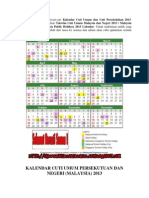 Kalendar Cuti Umum Persekutuan Dan Negeri (Malaysia) 2013