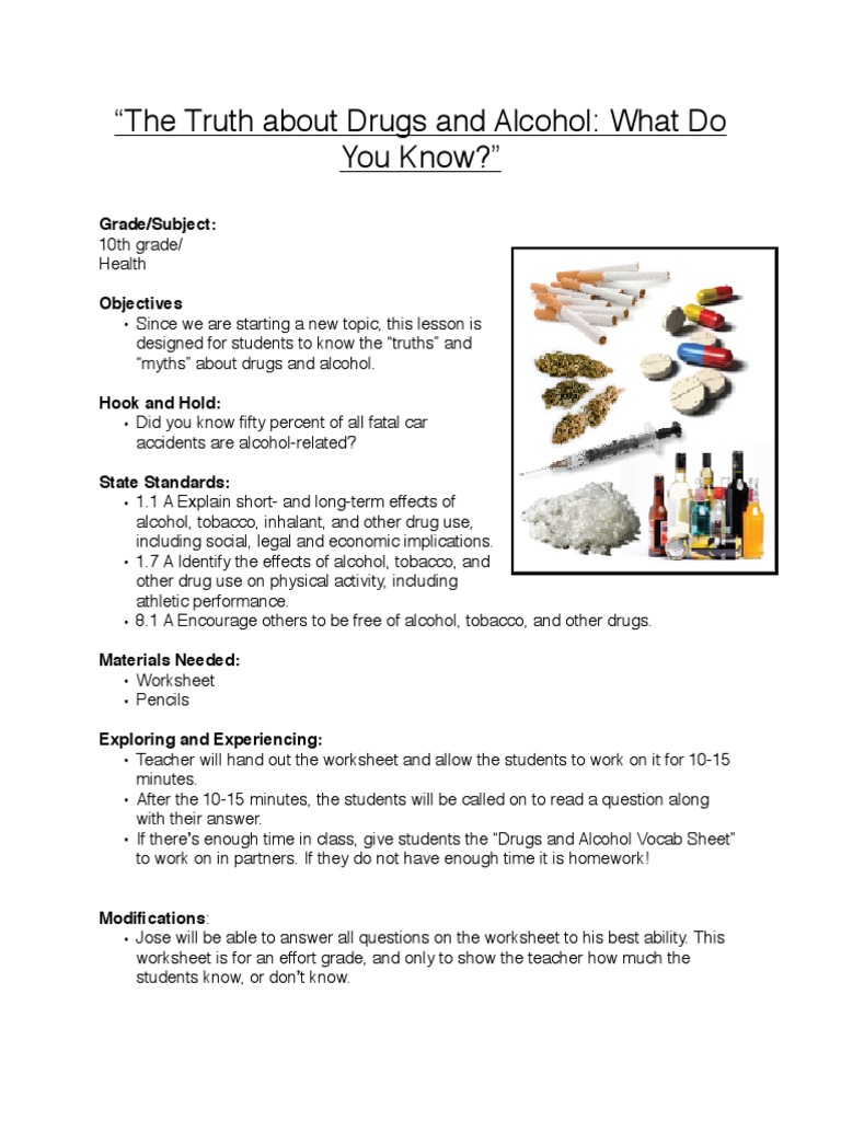 Truths and Myths of Drugs and Alcohol | PDF | Alcoholism