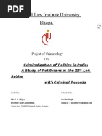 Download Criminalization of Politics in India  A project study by sanchitsingh SN20133814 doc pdf