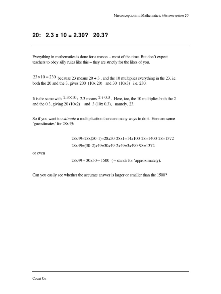Multlipication With Decimals | PDF