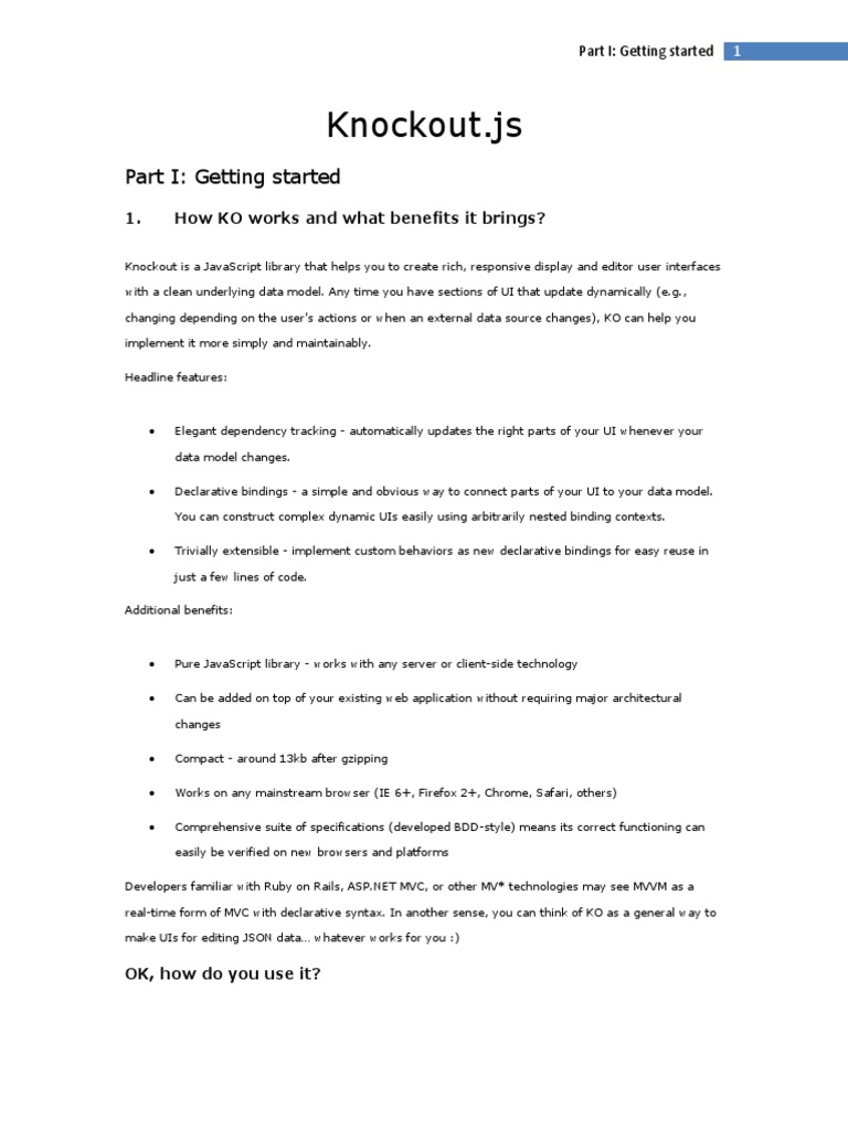 Knockout | PDF | J Query | Html