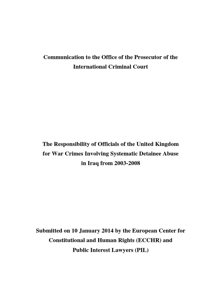The Responsibility of UK Officials For War Crimes Involving Systematic Detainee Abuse in Iraq From 2003-2008 PDF bilde bilde