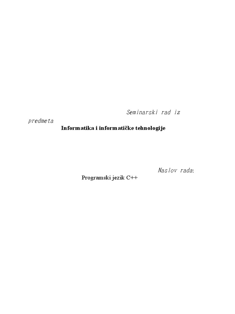 Programski Jezik C++ | PDF