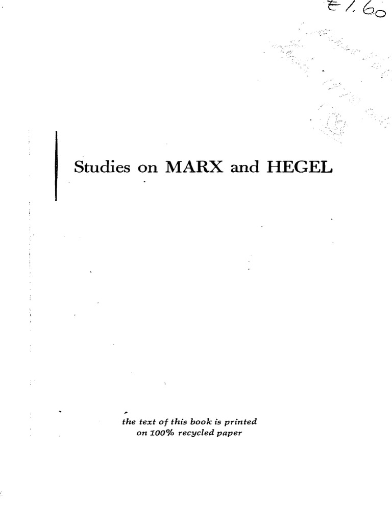 Jean Hyppolite Studies On Marx Hegel 1969 | PDF | Georg Wilhelm Friedrich  Hegel | Philosophical Traditions