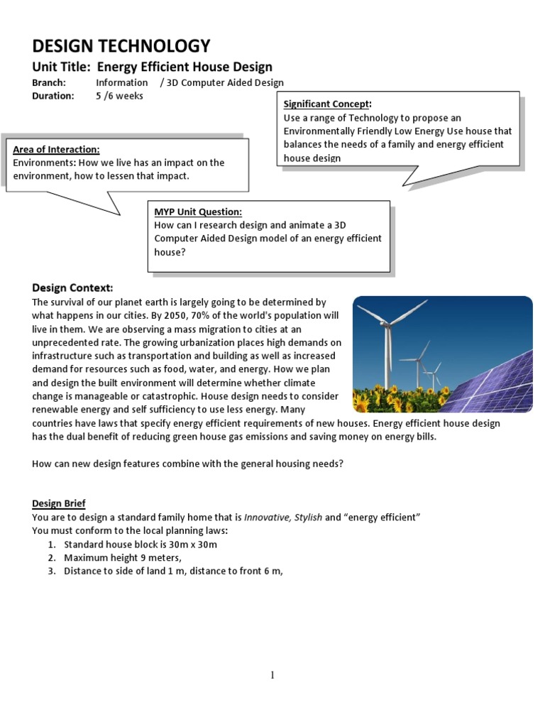 Energy Efficient House Design Unit | PDF | Efficient Energy Use ...