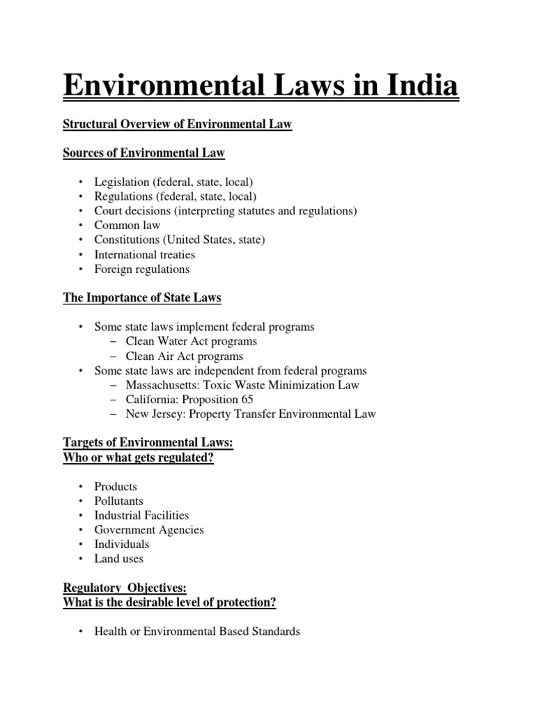 Environmental Laws in India PDF National Environmental Policy Act