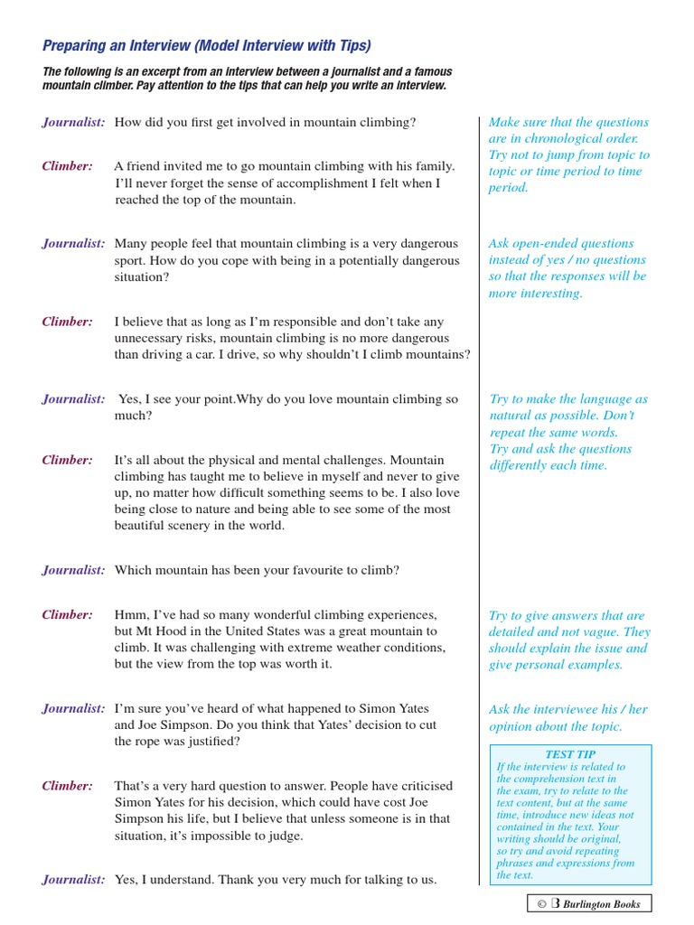 Activity Interview 1505 | PDF | Mountaineering | Interview