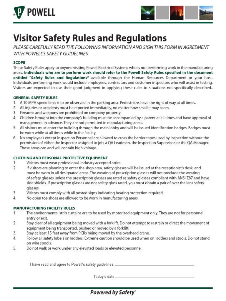 Visitor Safety Rules Glasses Safety