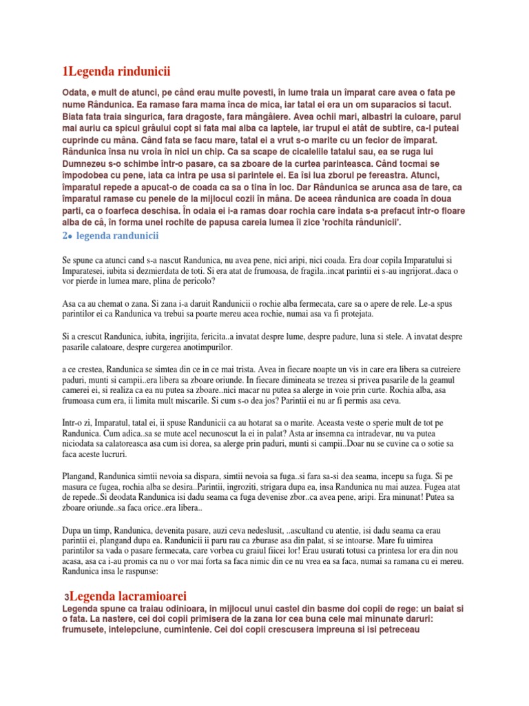 1legenda Rindunicii'Compuneri Primavara Citate | PDF