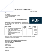 Debit Note - Cum - Tax Invoice: Sub: Payment of Service Tax