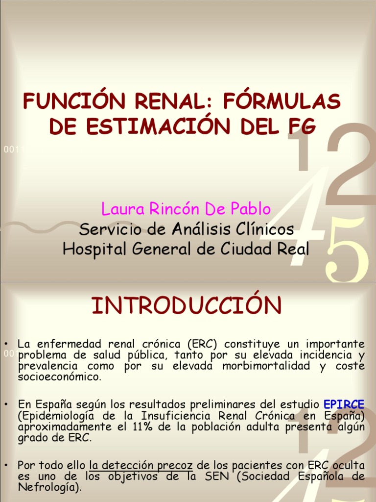Funcion Renal Formulas Para Estimar El Filtrado Glomerular