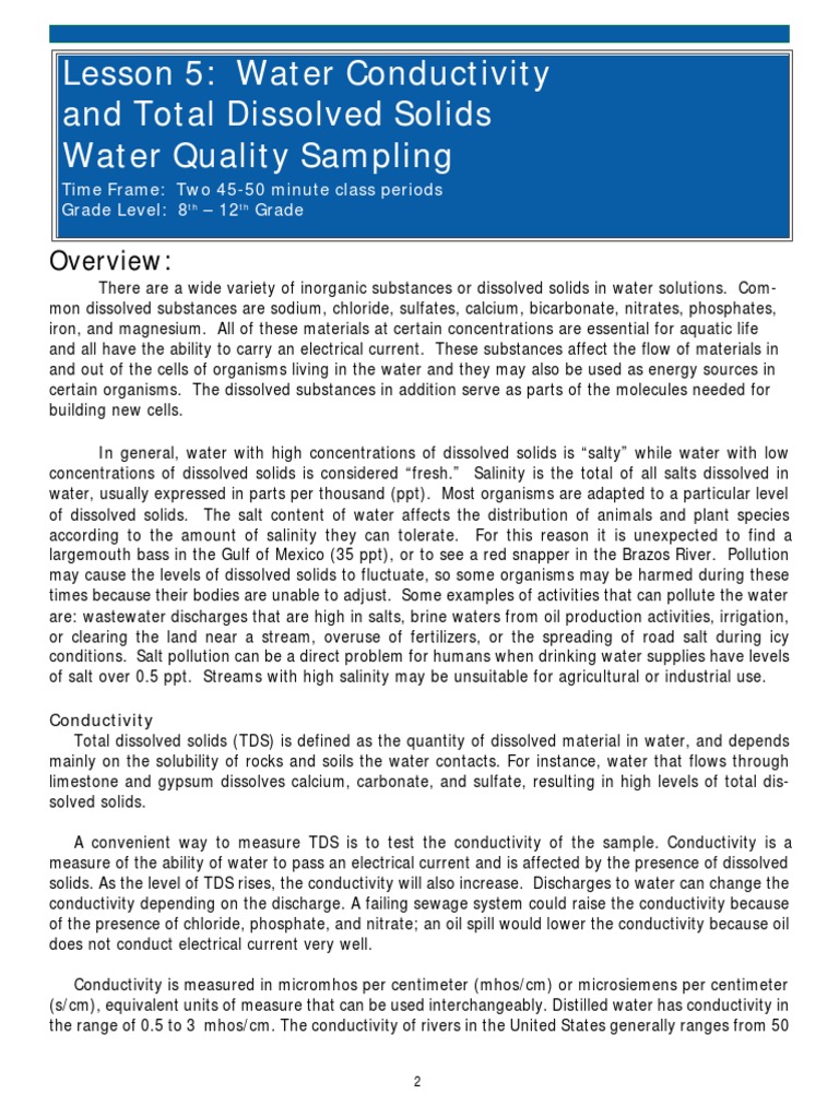 Water Conductivity Salinity Water