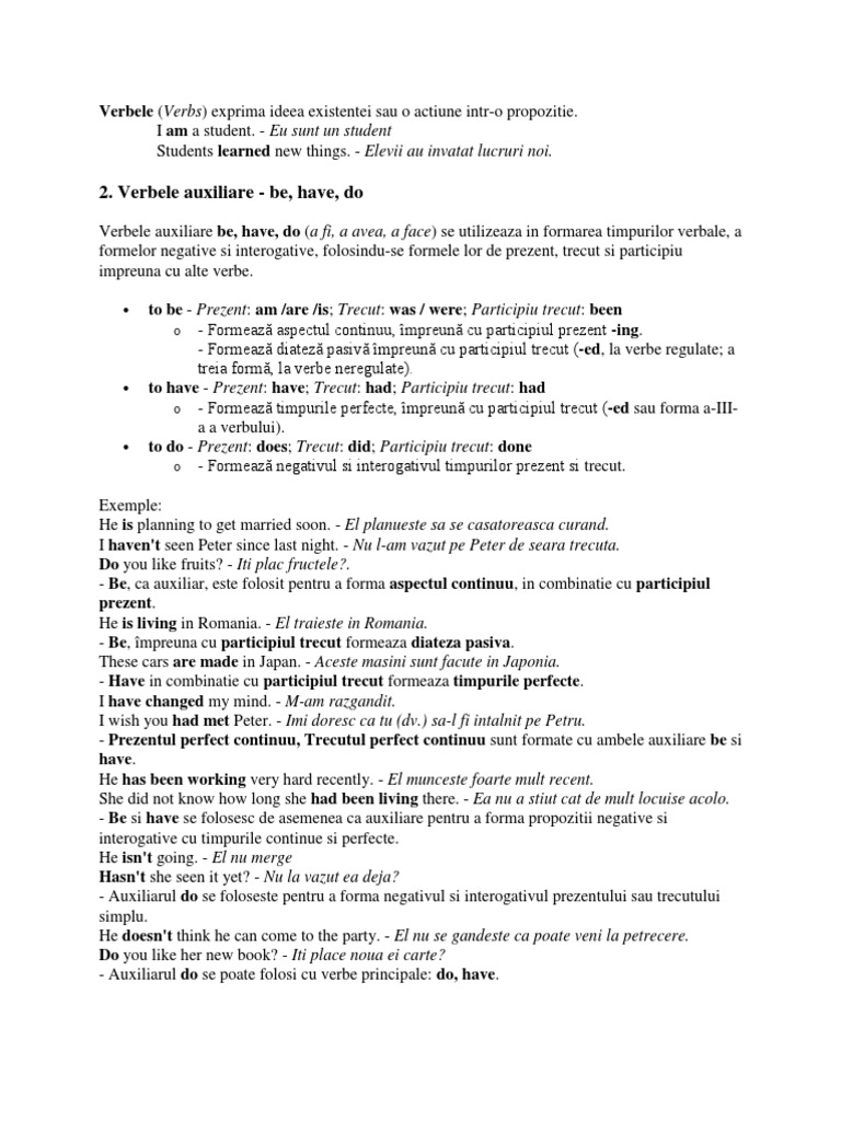 Verbele Auxiliare | PDF