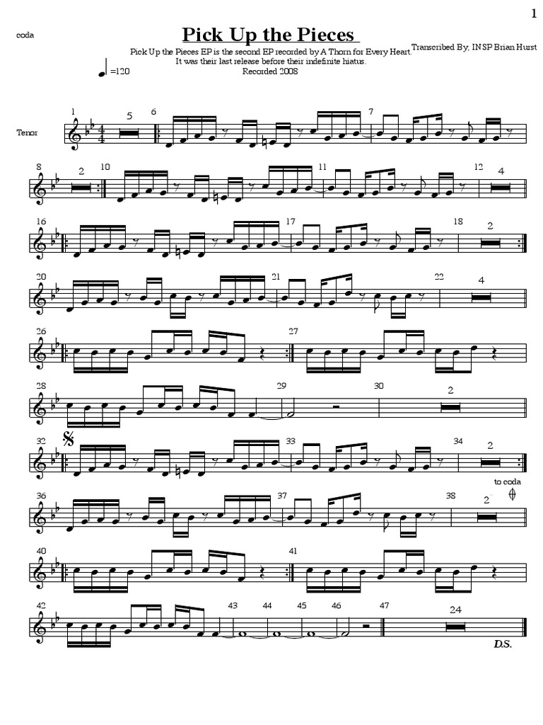 Pick up the pieces Tenor sax