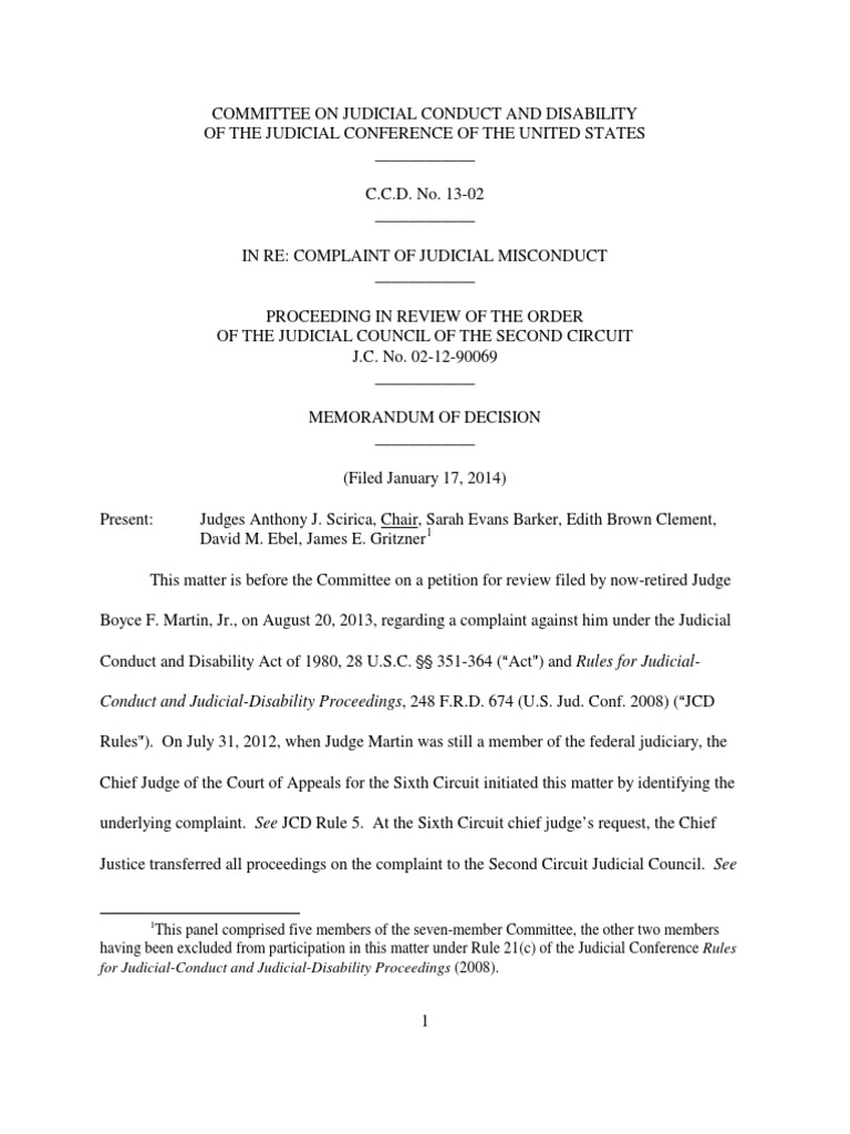 In re Complaint of Judicial Misconduct United States Federal Judge
