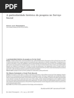 A particularidade histórica da pesquisa no Serviço Social