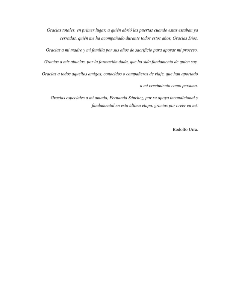 Agradecimientos de Tesis de Rodolfo Urra | PDF | Salud y bienestar