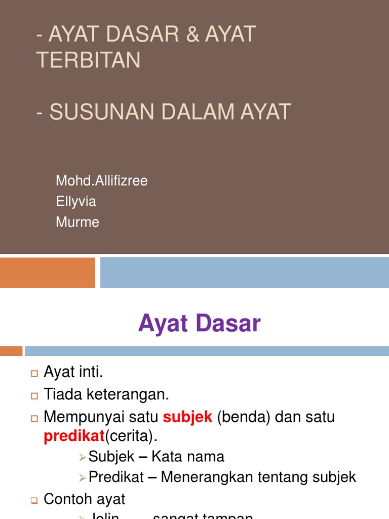 Ayat Dasar Ayat Terbitan