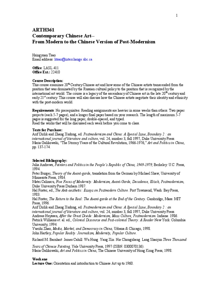Contemporary Chinese Art Course Overview | PDF | China | World Politics
