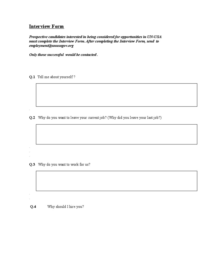 Interview Form: Tell Me About Yourself ? | PDF