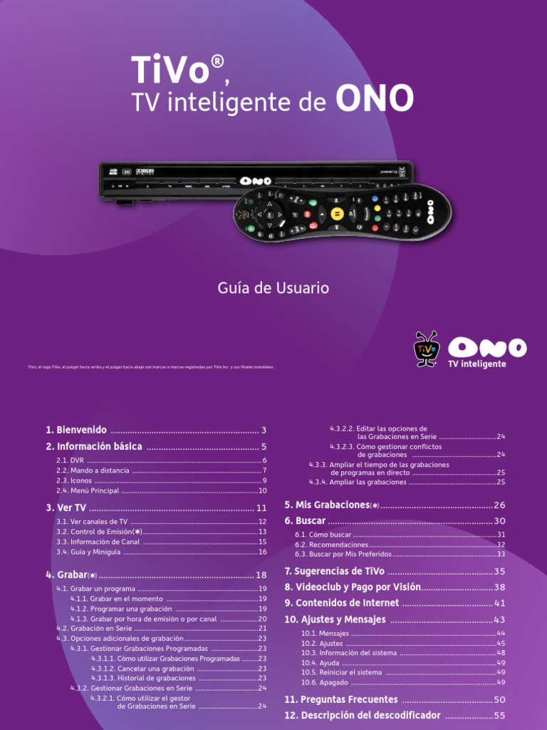 Ono Tivo Manual de Usuario Digital Video Recorder Television