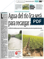 Agua Del Río Ica Será para Recargar Acuífero