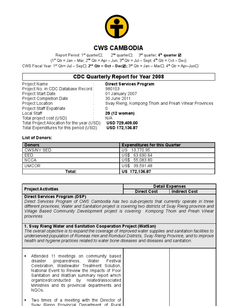 4th Quarter Direct Service CDC 2nd QTR Report Oct-Dec08 With Financial ...