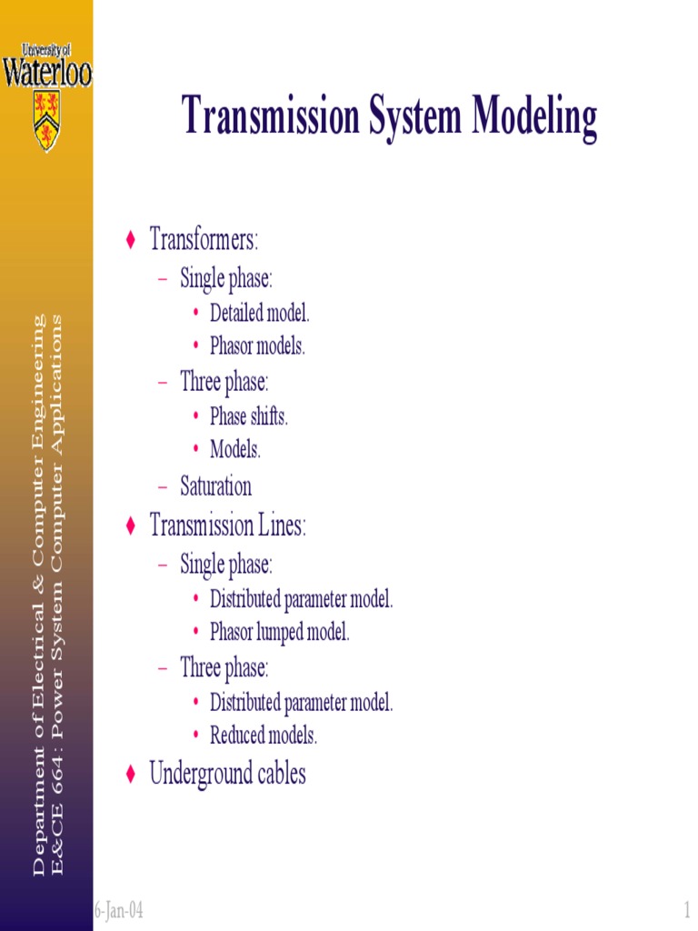Transmission System Modeling Transformers PDF Transformer
