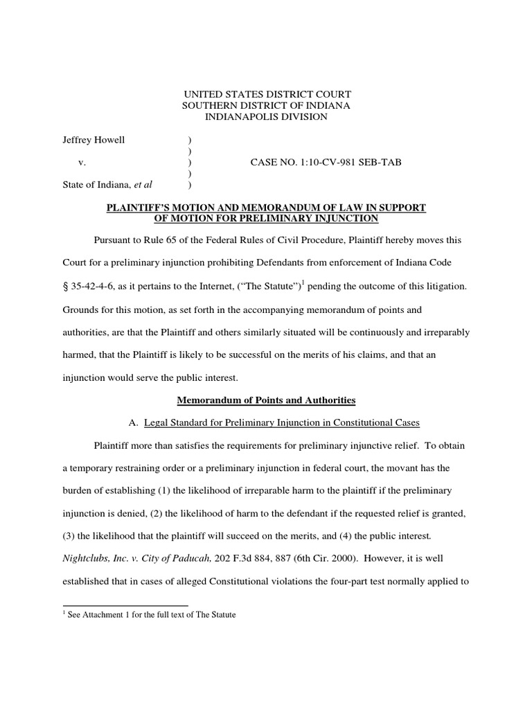Motion For Preliminary Injunction Pdf