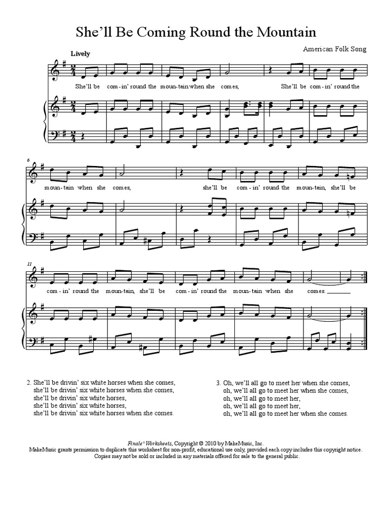 She'Ll Be Coming Round The Mountain | PDF | Poetry