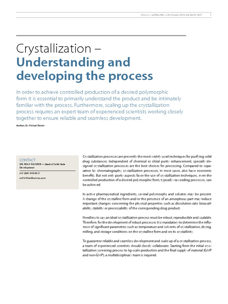 Crystallization Process Development Guide | PDF | Crystallization ...