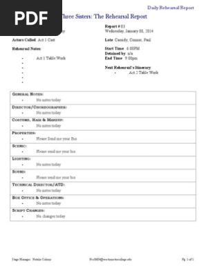 Rehearsal Report Template
