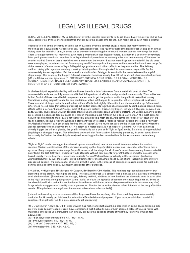 Legal vs Illegal Drugs Pharmaceutical Drug Medical Treatments