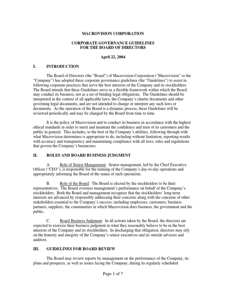 Corporate Governance Guidelines | PDF | Board Of Directors | Committee