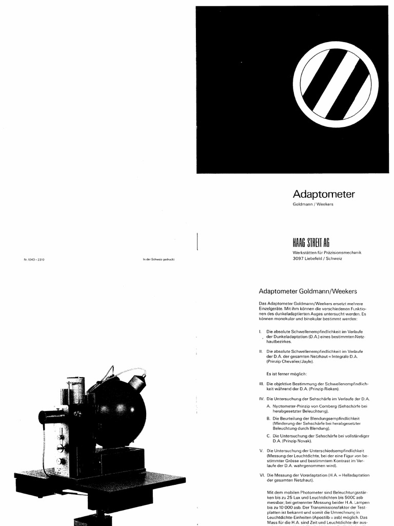 Goldmann-Weekers Adaptometer (German) | PDF