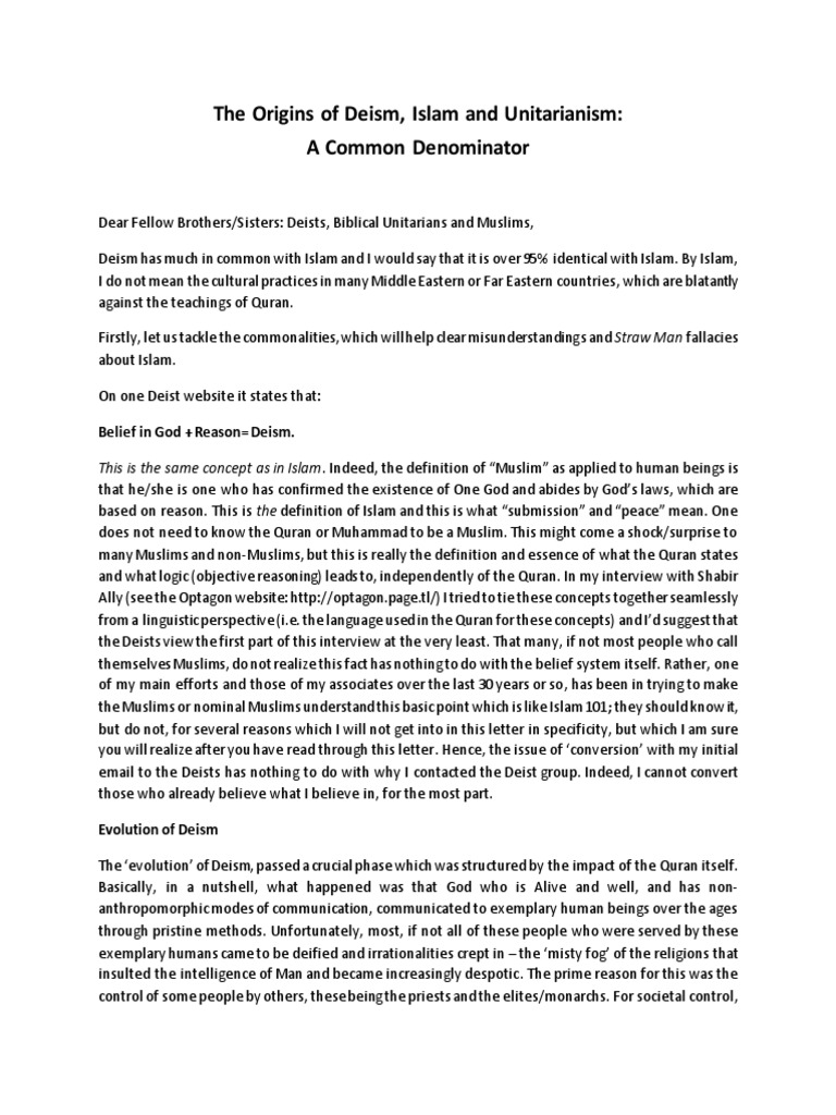 Deism's Parallels with Islam | PDF | Deism | Quran