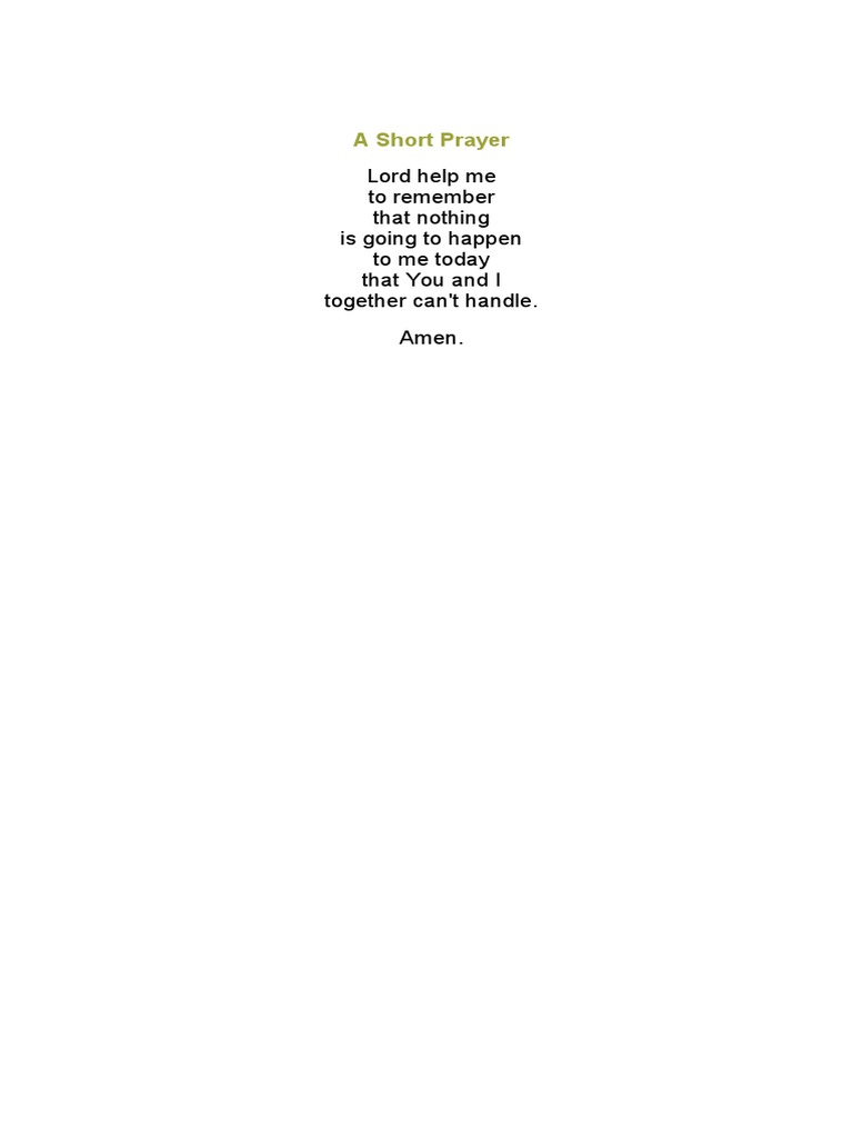 A Short Prayer PDF