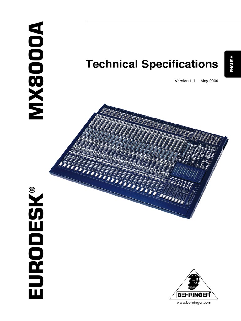 Behringer Eurodesk MX8000 Unpowered Mixer | Musician's Friend