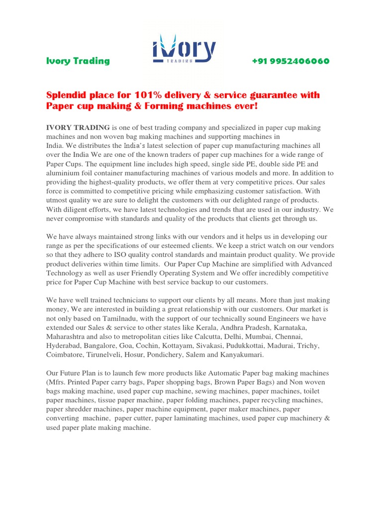 Paper Cup Making Manufacturing Forming Machine Dealers in India ...