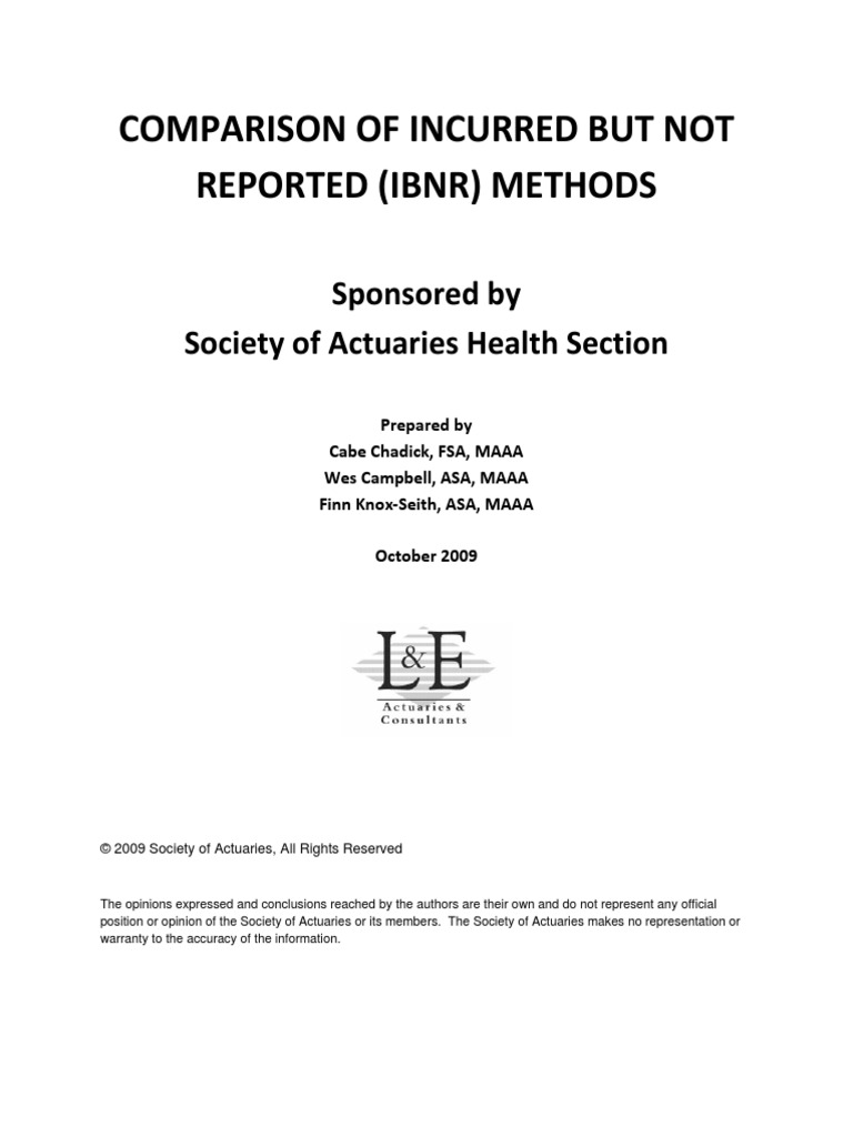 Research Ibnr Report 2009 Actuary Insurance